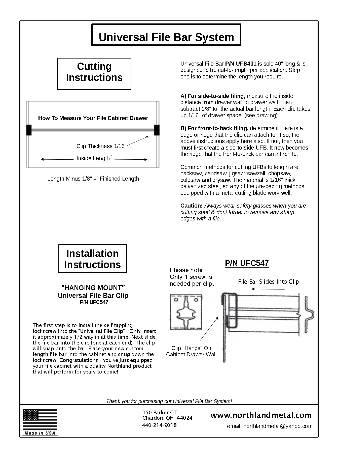 Universal File Bar Clip-Hanging Style