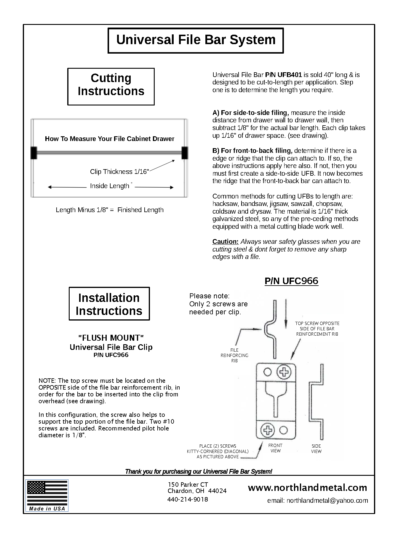 Universal File Bar© with Clips – Northland Online